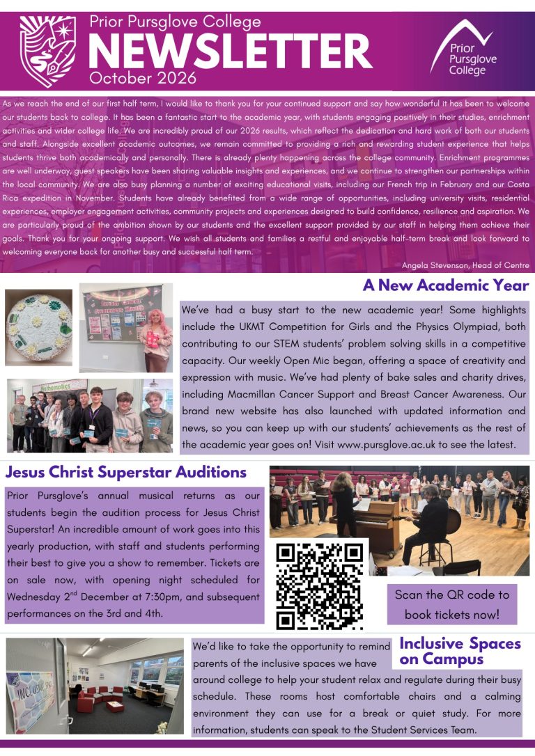Front page of the October 2026 parent newsletter